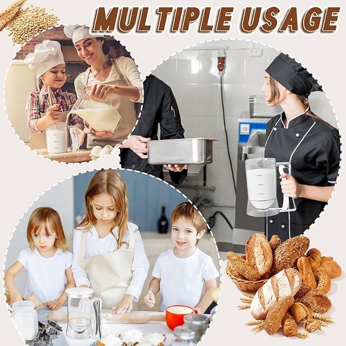 FillTouch 2 Pcs Cupcake Batter Dispenser Pancake Mix Dispenser 4 Cups with Squeeze Handle Tools for Pancake, Cupcake, Cookie, Cake, Waffles, Ice Cream Baking Gifts for Kitchen Housewarming (White)