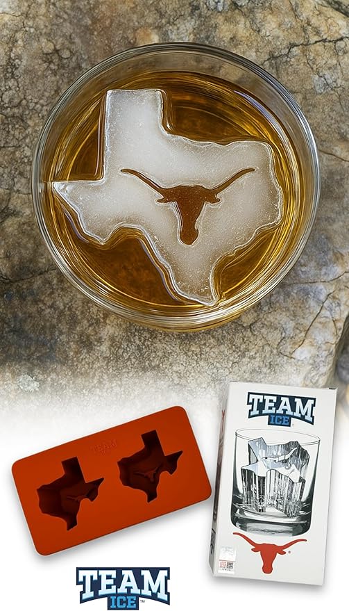 TEAM ICE - Texas Silicone Ice Cube Tray - Large Silicone Ice Cube Mold for Whiskey & Cocktails, Durable Ice Tray for Game Day Drinks, College Logo Ice Mold for Fans & Tailgate Parties