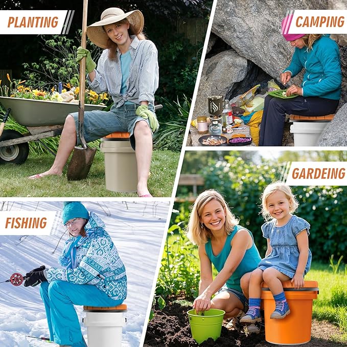 5 Gallon Bucket Seat for Yeti Only, 360 Degree Swivel Load Out Bucket Seat, 5 Gal Foam Cushion Bucket Seats Lid with Padded Top for Hunting Fishing Camping Outdoor