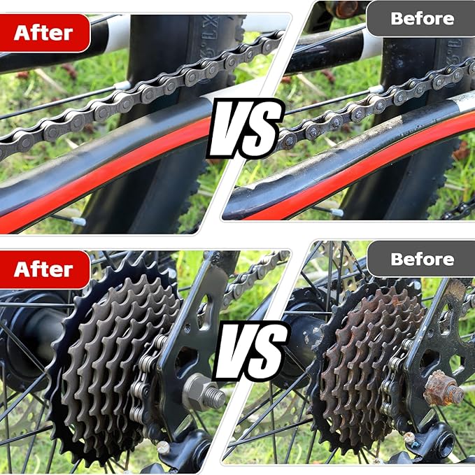 Bike Cleaning Kit Including Bicycle Chain Cleaner Degreaser,Cycling Chain Lube,Cleaner Brush Tool,Scrubber,Suitable for Mountain/MTB,Ebike,Road Bike and Trail Bikes