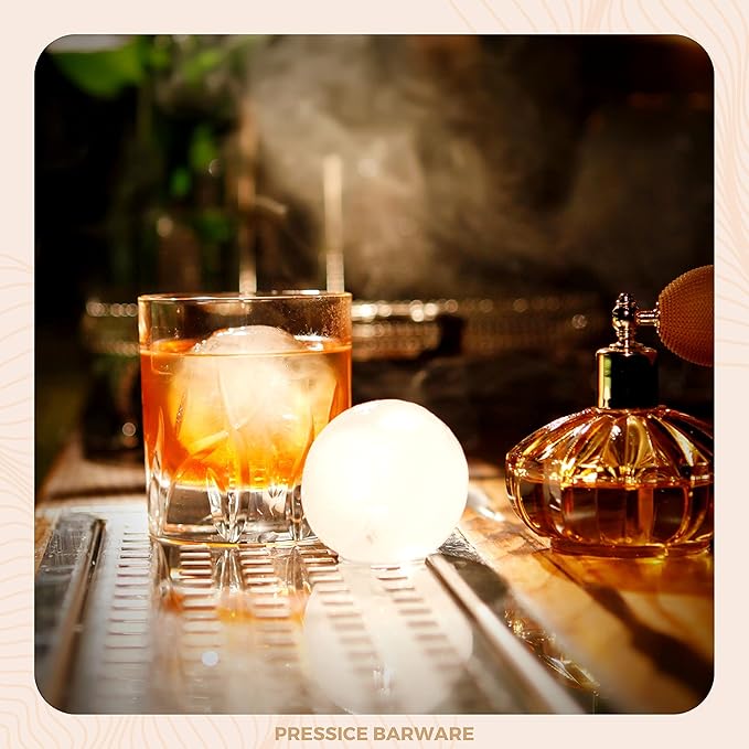Ice Ball Press – Aluminum Ice Press – Create Effortless Large Spheres – Includes Ice Tray – USA Small Business (Silver Finish)