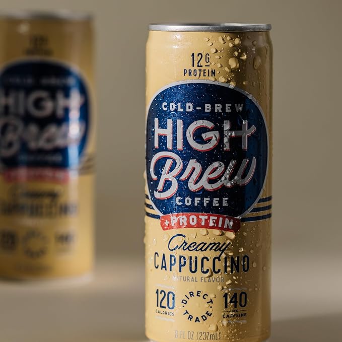 HIGH Brew Coffee Cold Brew Coffee + Protein, Creamy Cappuccino, 8 Oz Can, 12/pack