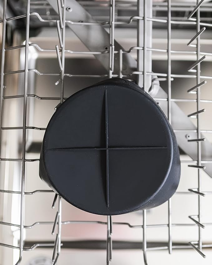 The Silicone Kitchen Reusable Silicone Air Fryer Liner with Conversion Chart Magnet, Dishwasher Safe, BPA Free, 7.5 Inch Diameter, Matte Black