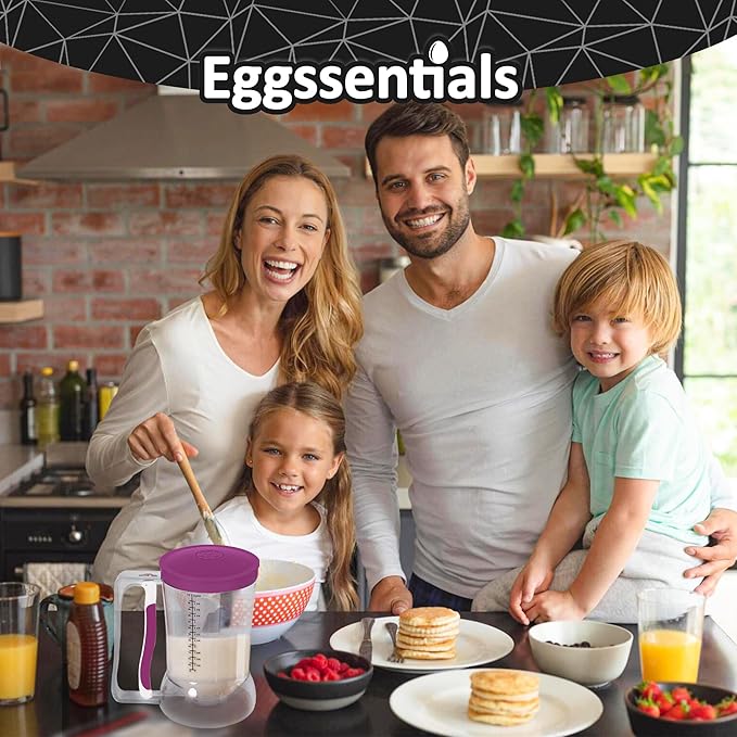 Eggssentials – Batter Dispenser Mess-Free, Squeeze Handle, Cupcakes, Waffles & More – Durable, Easy-Pour Pancake Dispenser Bottle for Smooth Baking