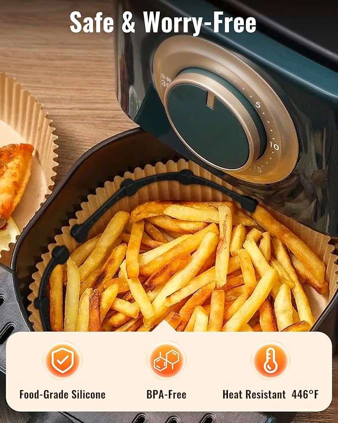 Air Fryer Magnets for Parchment Paper, 4Pcs Non-Segmented Design Air Fryer Accessories Locks Liner Magnet Silicone Buckle for Holding Down Disposable Safely, Prevent Covering Food&Paper to Burn