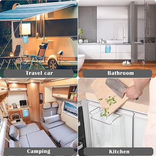 2 Pcs Large Stainless Steel Trash Bag Holder for Cabinets, Cupboards, Under Sink, Garbage, Kitchen Waste, Silver