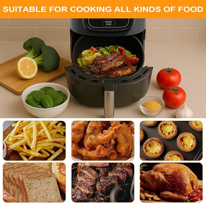 4-Pack Round Air Fryer Liners 8.27"* 8.27" for Ninja AF101 AF150 AF161 4QT Fiberglass Non-Stick Mats Reusable Parchment Paper Alternative & Accessories