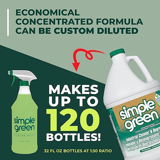 Simple Green 13005CT Industrial Cleaner and Degreaser, Concentrated, 127.8 Fl Oz, Pack of 1, White