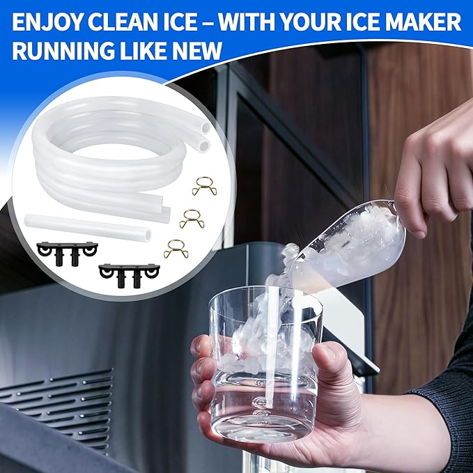 Ice Maker Drain Tube Fit for GE 2.0, Water Line Replacement for Original GE Opal Nugget Countertop Ices Maker, External Silicone Water Tube Fit for Opal Ice Maker Tubing Replacement Parts