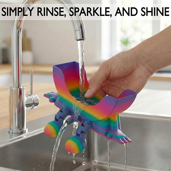 Cute Hanging Sponge Holder with Drainage & Legs, 3D Printed Funny Sink Stand for Round Sponges, Aesthetic Kitchen Sink Edge Organizer, Countertop Decor, Quick-Drying Storage Cleaning Gadget