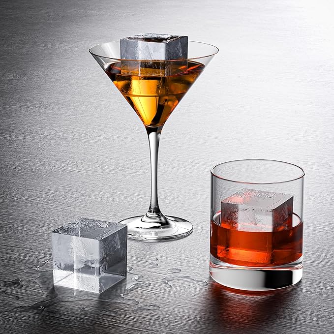 Bangp Silicone Ice Cube Trays with Metal Reinforced Frame(3 Pack),Large Ice Cube Tray with Lid,Easy Release Whiskey Ice Cubes Mold,Ice Trays for Freezer,Stackable Ice Cube Tray(Grey)