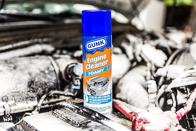 GUNK Engine Cleaner – 50 State Compliant Foamy Spray with Plastic Covers – Expanding Foam Quickly Removes Grease, Oil, Dirt & Road Grime - Clings to Surfaces for Easy Rinse – 17 oz (Case of 12)