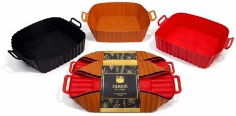 Silicone Air Fryer Liners 3-Pack – Reusable Non-Stick BPA-Free Heat-Resistant Baking Mats for 2.5–4 Qt 6x6" Air Fryers, Fits Mainstays, Chefman TurboFry, Gourmia & Crispy Baskets