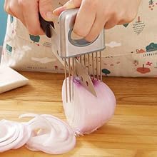 Lemon slicer fruit splitter onion cut stainless steel ultra-thin household cutting vegetables auxiliary tools kitchen accessorie (Silver)