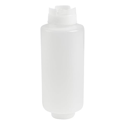Restaurantware 32oz. FIFO Inverted Plastic Squeeze Bottle with Refill and Dispensing Lids - First In First Out - Perfect for Restaurants Catering and Food Trucks - 1ct box