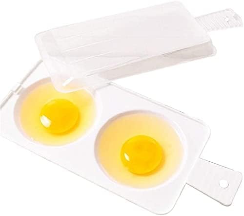 1Pc White 2 Slots Microwave Oven Egg Steamer Poacher Cooker, Rectangular,Poach Eggs, Boil Eggs, Cook Eggs, Steam Eggs Egg Poachers Specialty Cookware (2 Eggs Capacity)