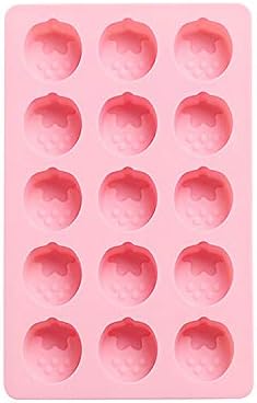 Cute Ice Cube Trays Silicone Chocolate Mold Wax Melt Molds Easy Release Ice Trays Non-Stick Chocolate Soap Pudding Jello Ice Cube Tray (Strawberry)
