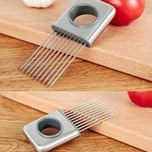 Lemon slicer fruit splitter onion cut stainless steel ultra-thin household cutting vegetables auxiliary tools kitchen accessorie (Silver)