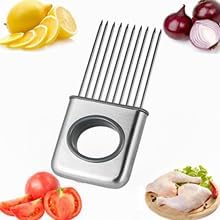 Lemon slicer fruit splitter onion cut stainless steel ultra-thin household cutting vegetables auxiliary tools kitchen accessorie (Silver)