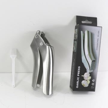 Premium Garlic Press Stainless Steel – Heavy Duty Crusher, Easy Clean, Dishwasher Safe, Includes Brush