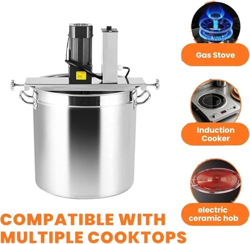 Automatic Pot Stirrer Mixer - 20L/50L/90L Commercial Stainless Steel Mixer, Adjustable Speed for Hot Pot & Sauce, 4-Blade Mixing Scraper for Efficient Food Preparation