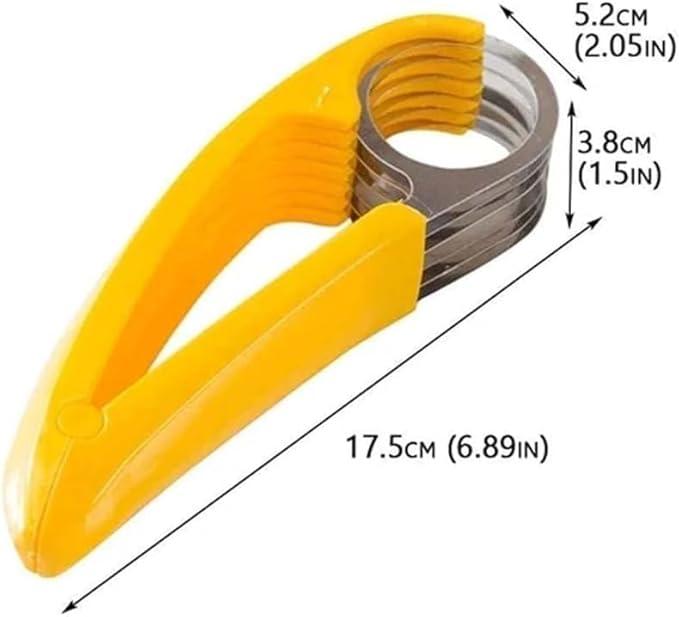 3Pcs Yellow Food Manual Slicer Banana Strawberry Cucumber Carrot Egg Vegetable Fruit Multifunctional Slicer Stainless Steel Food Slicer, Handheld Portable Small Food Slicer Mandolines and Slicers