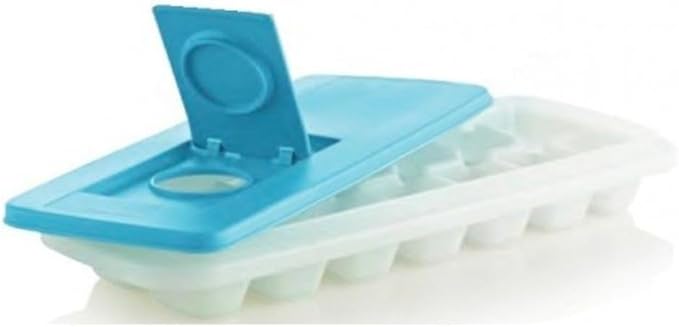 Tupperware Fresh & Pure Ice Cube Tray Flexible Silicone Bottom Blue NEW