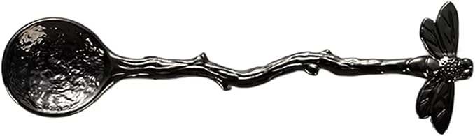 Retro Dragonfly Spoon Coffee Spoons Teaspoon Stainless Steel Tableware Creative Sugar,Tea Spoons Stir Bar, Dessert, Cake, Long Handle Spoon Kitchen Gadget Antique (GunBlack)