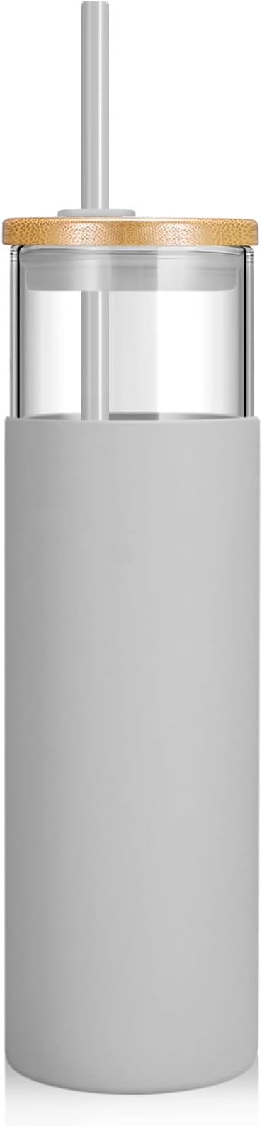 Tronco 28 oz Glass Tumbler with Lids and Straw, Reusable Iced Coffee Cup & Smoothie Cup with Bamboo Lid, Silicone Sleeve, Dishwasher Safe, BPA-Free Borosilicate Glass, 1 Pack
