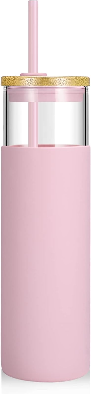 Tronco 28 oz Glass Tumbler with Lids and Straw, Reusable Iced Coffee Cup & Smoothie Cup with Bamboo Lid, Silicone Sleeve, Dishwasher Safe, BPA-Free Borosilicate Glass, 1 Pack