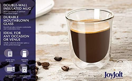 JoyJolt Javaah Double Walled Espresso Glasses Espresso Cups Set of 2 | 2-Ounces
