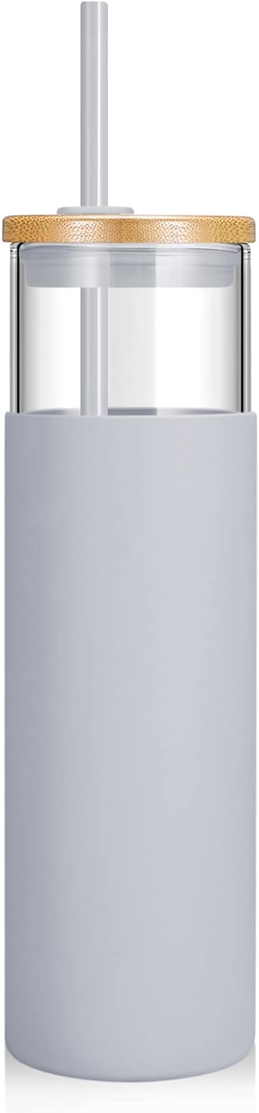 Tronco 32 oz Glass Tumbler with Lids and Straw, Reusable Iced Coffee Cup & Smoothie Cup with Bamboo Lid, Silicone Sleeve, Dishwasher Safe, BPA-Free Borosilicate Glass, 1 Pack