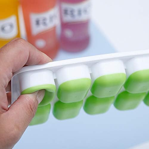 Set of 4 Stackable Silicone Ice Cube Trays with Removable Lids - Flexible, Spill-Resistant, Dishwasher Safe (Green)