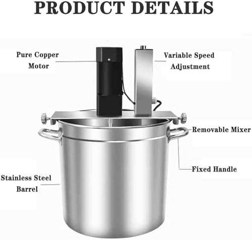 Electric Pot Stirrer Mixer - Automatic Food Mixer with Speed Control, 4-Blade Scraper for Jams, Sauces, Fillings & Seasoning (15L Capacity)