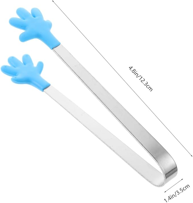 Angoily Premium Mini Tongs 4.84 Inch Stainless Steel Kitchen Gadgets Food Clips with Silicone Hand Shape Tips Dishwasher Safe for Ice Salad Bbq Serving in 5 Colors