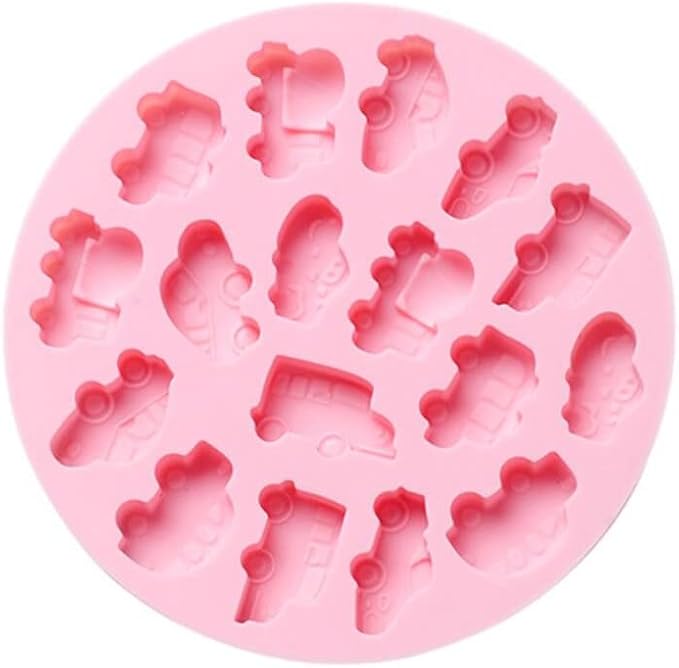 Cute Ice Cube Trays Silicone Chocolate Mold Wax Melt Molds Easy Release Ice Trays Non-Stick Chocolate Soap Pudding Jello Ice Cube Tray (Car)