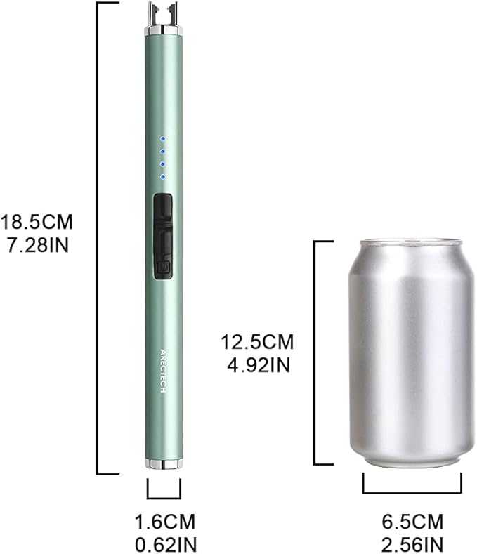 ARECTECH Rechargeable Electric Candle Lighter, Arc Plasma Windproof Lighter for Candle Kitchen Birthday, Christmas Stocking Stuffers Gifts for Mom Men Wife, with Type-C Cable, Green 2 Pack