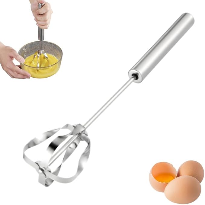 2026 New Stainless Steel Semi-Automatic Whisk, Wider Whisk Head Hand Push Rotary, Multi-Functional Hand Push Mixer, Blender for Cooking Kitchen Home Egg Milk (Upgrade 12in)