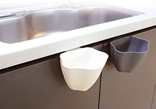NEED&NEED Kitchen Sink Garbage Basket Multi-Functional Hanging Trash Can Scraps Containers Organizer Countertop Basket Ivory & Black (Pack of 2)