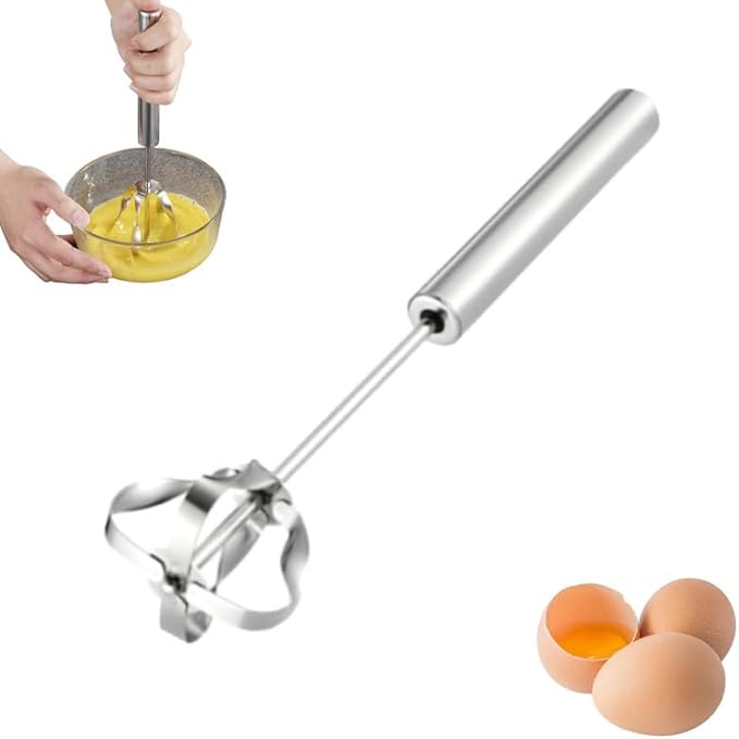 2026 New Stainless Steel Semi-Automatic Whisk, Wider Whisk Head Hand Push Rotary, Multi-Functional Hand Push Mixer, Blender for Cooking Kitchen Home Egg Milk (Upgrade 10in)