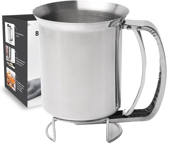 Stainless Steel Pancake Batter Dispenser, Batter Dispenser with Squeeze Handle, Professional Pancake Dispenser for Pancakes, Cupcakes, Muffins and Waffles (800ml)