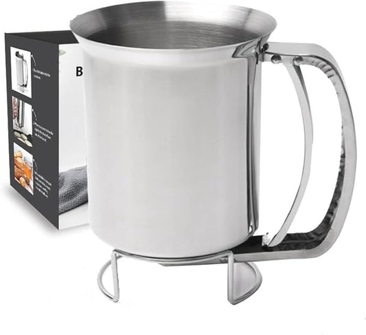 Stainless Steel Pancake Batter Dispenser, Batter Dispenser with Squeeze Handle, Professional Pancake Dispenser for Pancakes, Cupcakes, Muffins and Waffles (800ml)