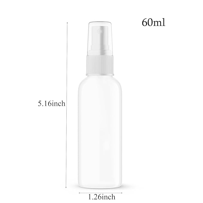 SEVENHEAD 60ml Plastic Essential Oil Spray Bottle 2OZ Three Color - Clear, White, Amber, Small Spray Bottle with Plastic Sprayer - Set of 3