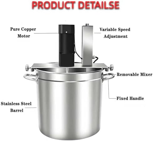 Commercial Automatic Food Mixer 60L - Stainless Steel Mixing Machine with Adjustable Speed, Ideal for Jam & Sauce Production, Efficient Pot Stirrer for Restaurants & Catering