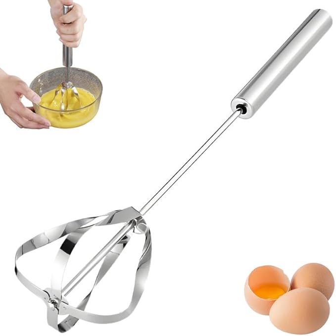 2026 New Stainless Steel Semi-Automatic Whisk, Wider Whisk Head Hand Push Rotary, Multi-Functional Hand Push Mixer, Blender for Cooking Kitchen Home Egg Milk (Upgrade 14in)