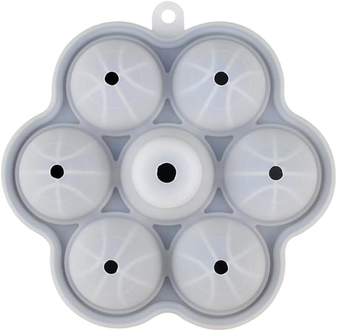 Whiskey Ice Ball Maker – 2” Round Ice Cube Tray with Lid, No-Funnel Fill & Easy Release for Bourbon, Brandy, Chocolate (Basketball Black)