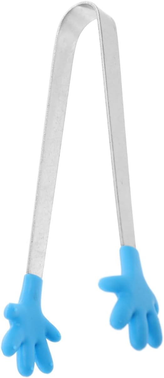 Angoily Premium Mini Tongs 4.84 Inch Stainless Steel Kitchen Gadgets Food Clips with Silicone Hand Shape Tips Dishwasher Safe for Ice Salad Bbq Serving in 5 Colors