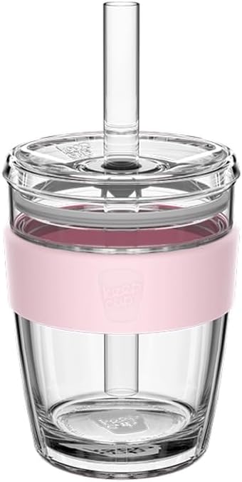 KeepCup Cold Cup - Longplay Double wall Glass Ice Coffee Tumbler with Lid and Straw - 12oz (340ml) - Pashmak