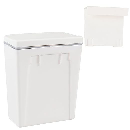 Xyskin 3.2 Gallon/12 L Kitchen Hanging Garbage Can with Lid, Wall Mounted Counter Waste Bin, White