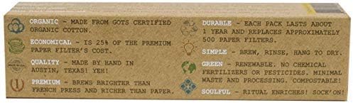 CoffeeSock ’The Original’ Reusable 100% Organic Cotton Coffee Filters - 2 pack Made to Fit Chemex® 3 cup | Coffee Sock Cloth Coffee Filter | Organic Cotton Alternative – Zero-waste - Eco-Friendly X3